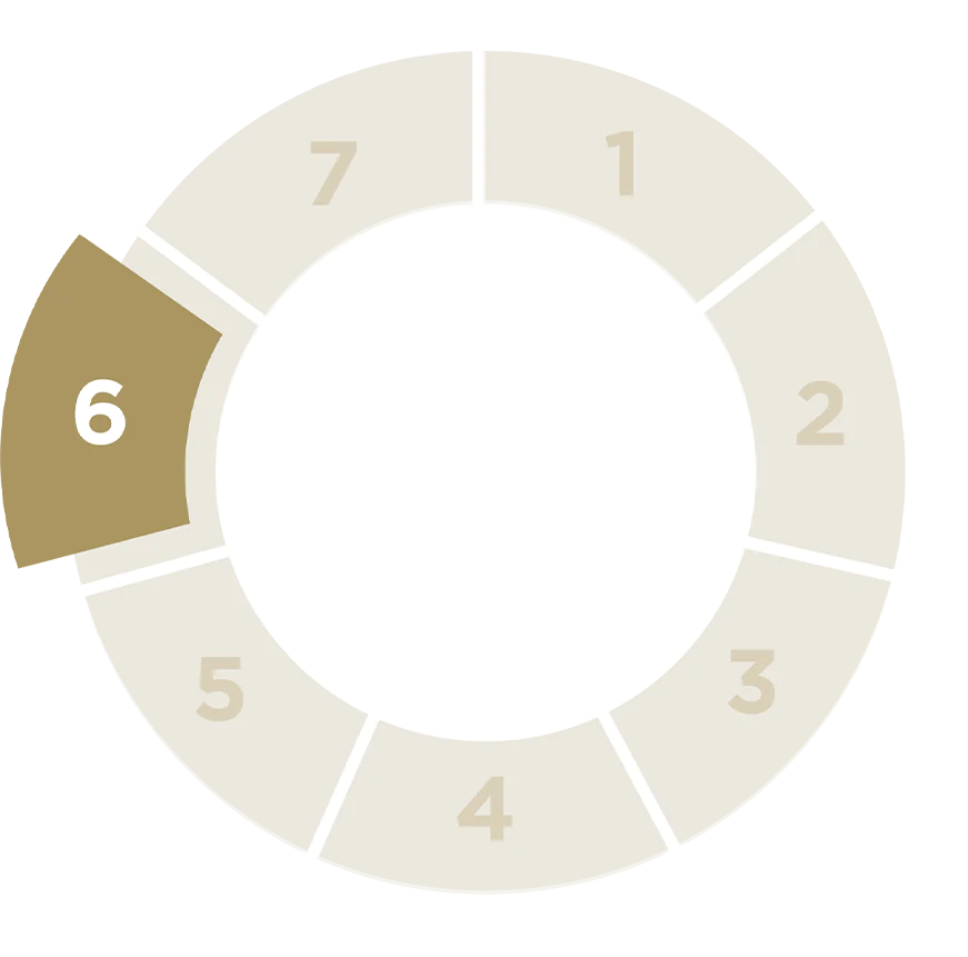 Carousel with the numbers 1 to 6, the highlight on number 6