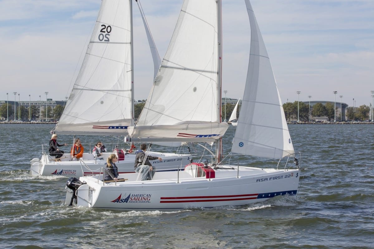 American Sailing Association First 22 built by Beneteau sailing in Annapolis MD.