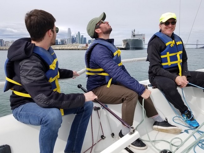 Three sailing students