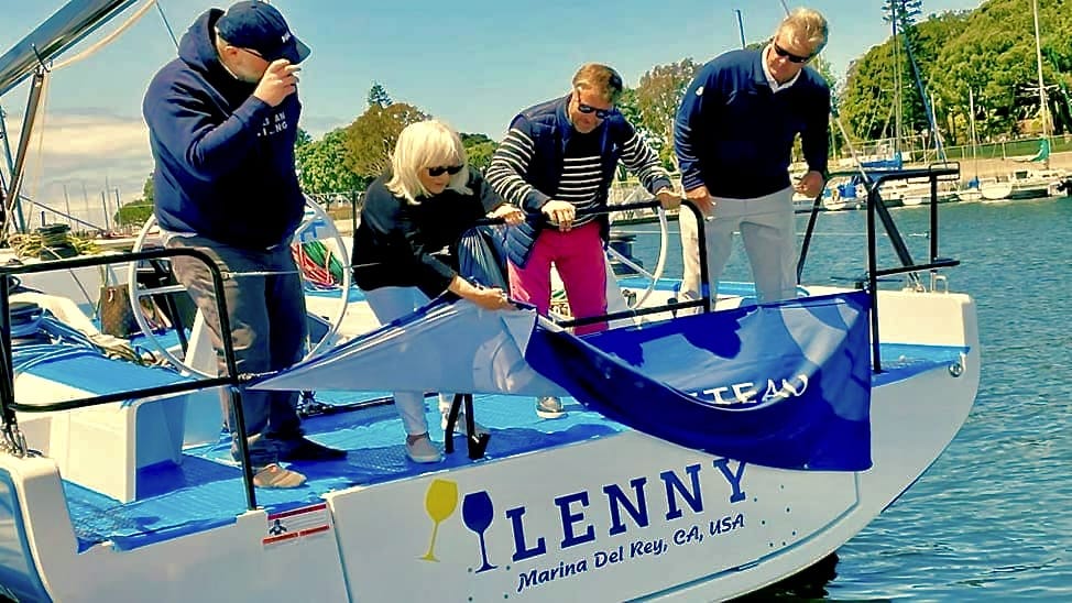 Unveiling a Beneteau First 44 dedicated to Lenny Shabes.